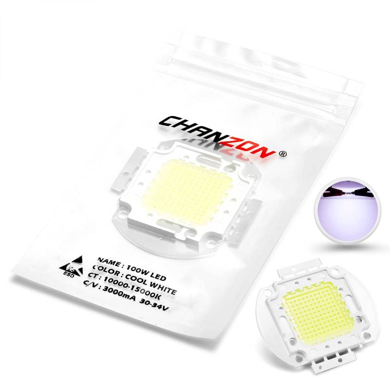 CHANZON High Power LED Chip 100W Kühlweiß (10000K.15000K bis 3000mA und DC 30V bis 34V bis 100 Watt) Super helle Intensität SMD COB Lichtemitter Komponenten Diode 100 W Perlen DIY von CHANZON