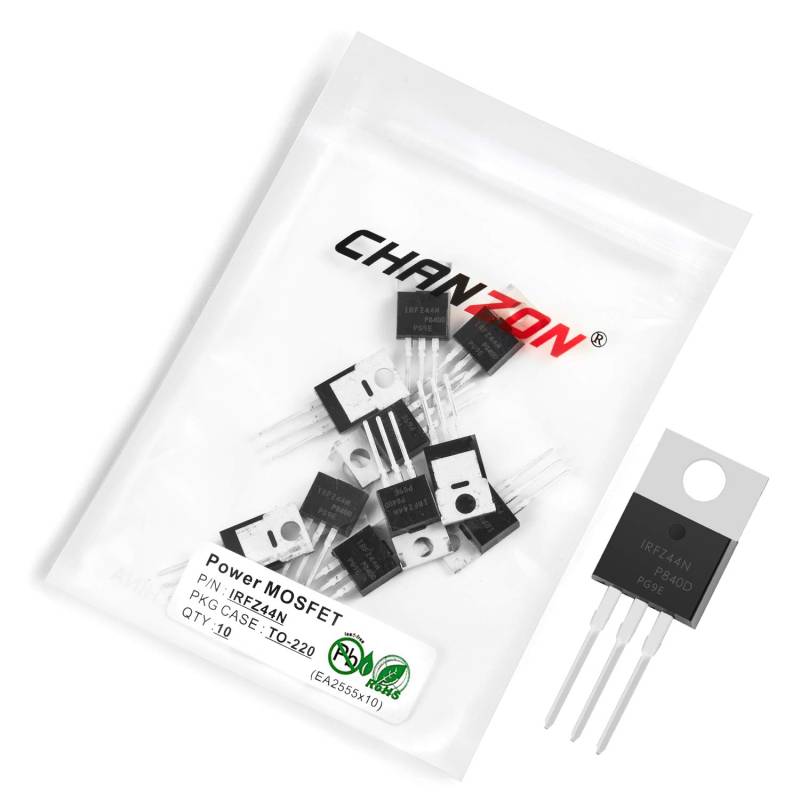 Chanzon 10 Stück IRFZ44N TO-220 Power Sic MOSFET Transistor 49A Mosfets Transistor von CHANZON