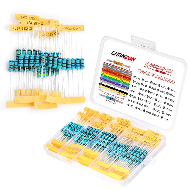 Chanzon 175pcs 0,1R-1MR Ω Ohm 35 Werte Metallfilm-Fest widerstands-Kit 1W ±1% Toleranz 0,01 MF Durchgangsbohrungs widerstände Sortiment Strombegrenzung Rohs-zertifiziert Resistor von CHANZON