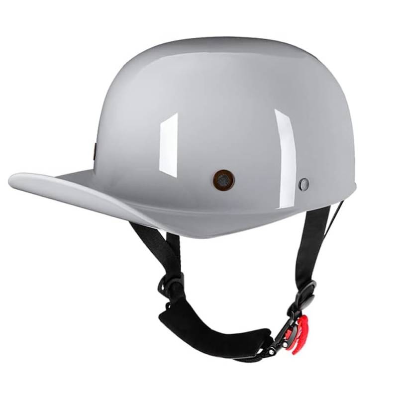 Halbhelme Motorradhelm, Halbschalenhelm Mit ECE Genehmigt Brain-Cap Halbschale Roller-Helm Baseball-Helme Motorrad Halbhelm Helm Retro FüR Erwachsene Herren Damen (L,Weiß) von CHAO YANG