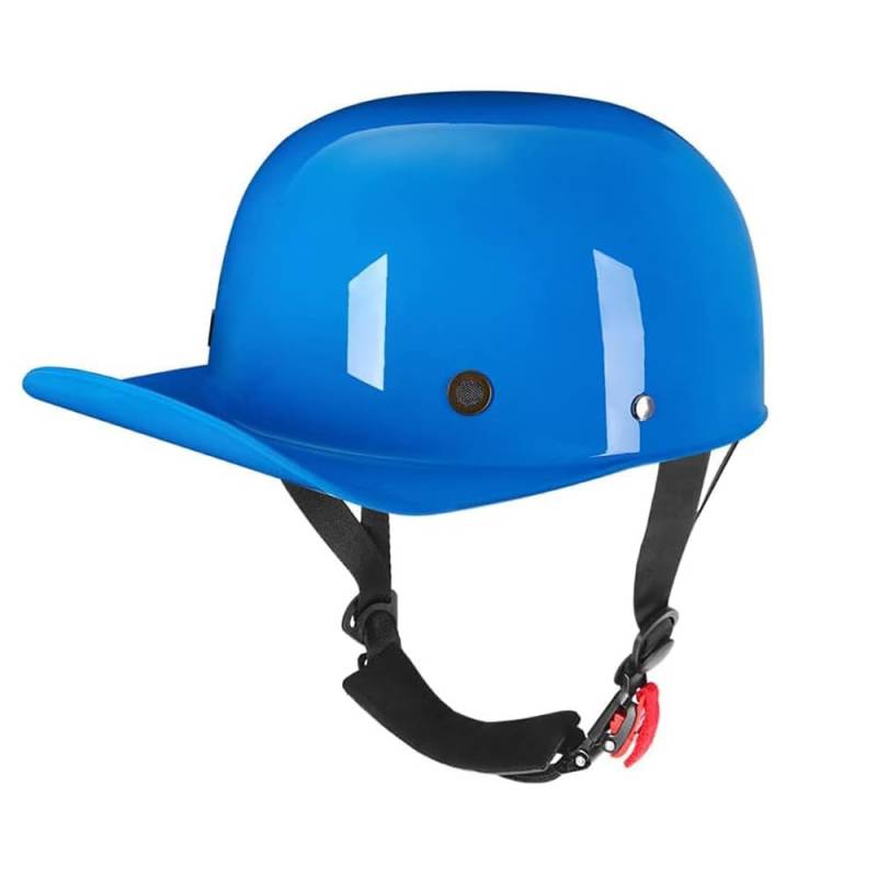 Halbschalenhelm,Retro Helm Motorrad,Retro Helm mit ece zulassung,Baseball-Helme Motorrad Halbhelm MäNner Frauen Mofa Helm (L,Blau) von CHAO YANG