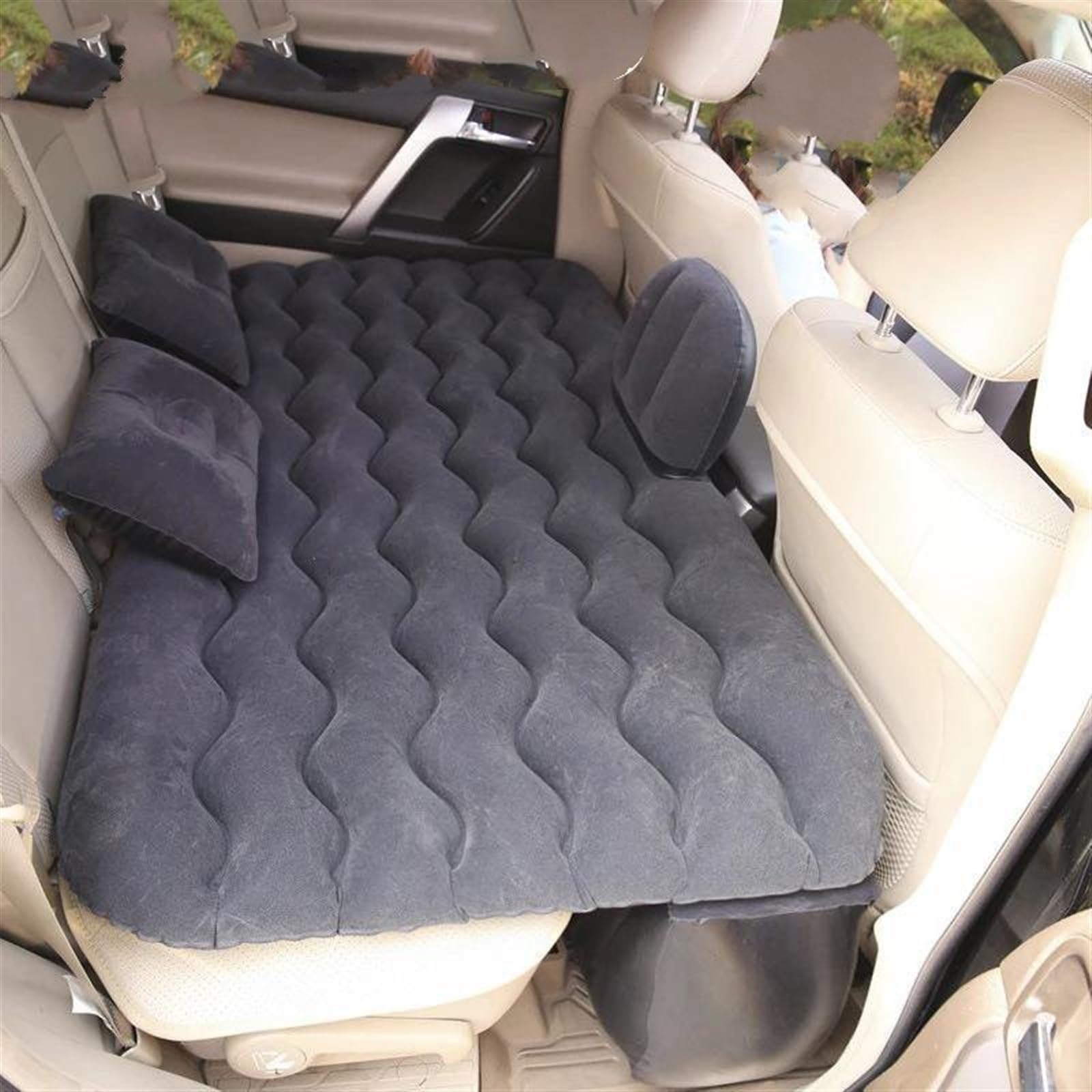 CHEFRU Auto Aufblasbare Matratze Hinten Für Sitz Aufblasbare Bett Auspuff Kissen Bett Reise Bett Aufblasbare Kissen Luft Matratze Luftmatratze Auto Zubehör Luftmatratzen Auto(Black) von CHEFRU