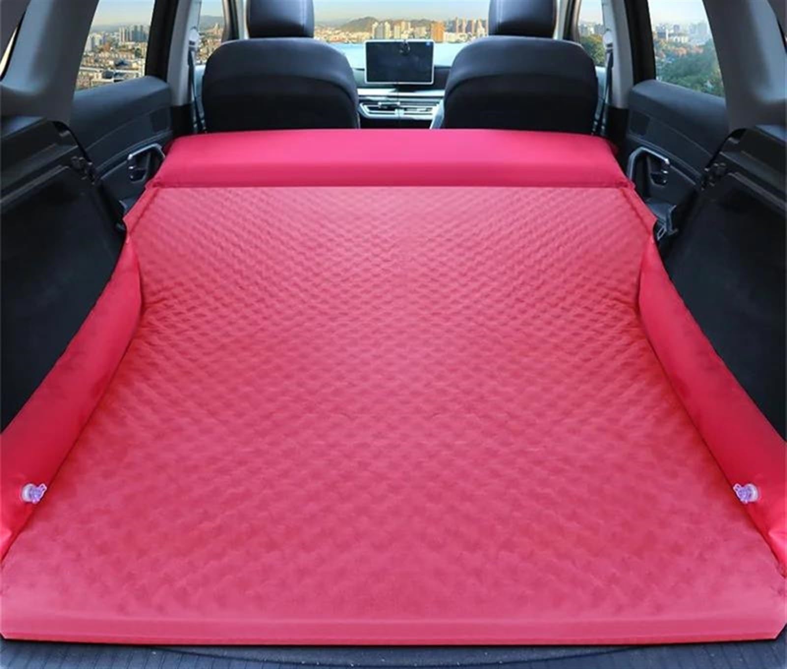 CHEFRU Auto Luftbett Reisebett Aufblasbare Luftmatratze Selbstfahrendes Tourenbett SUV Offroad Outdoor Camping Isomatte Luftpumpe Innenausstattung Luftmatratzen Auto(Red) von CHEFRU