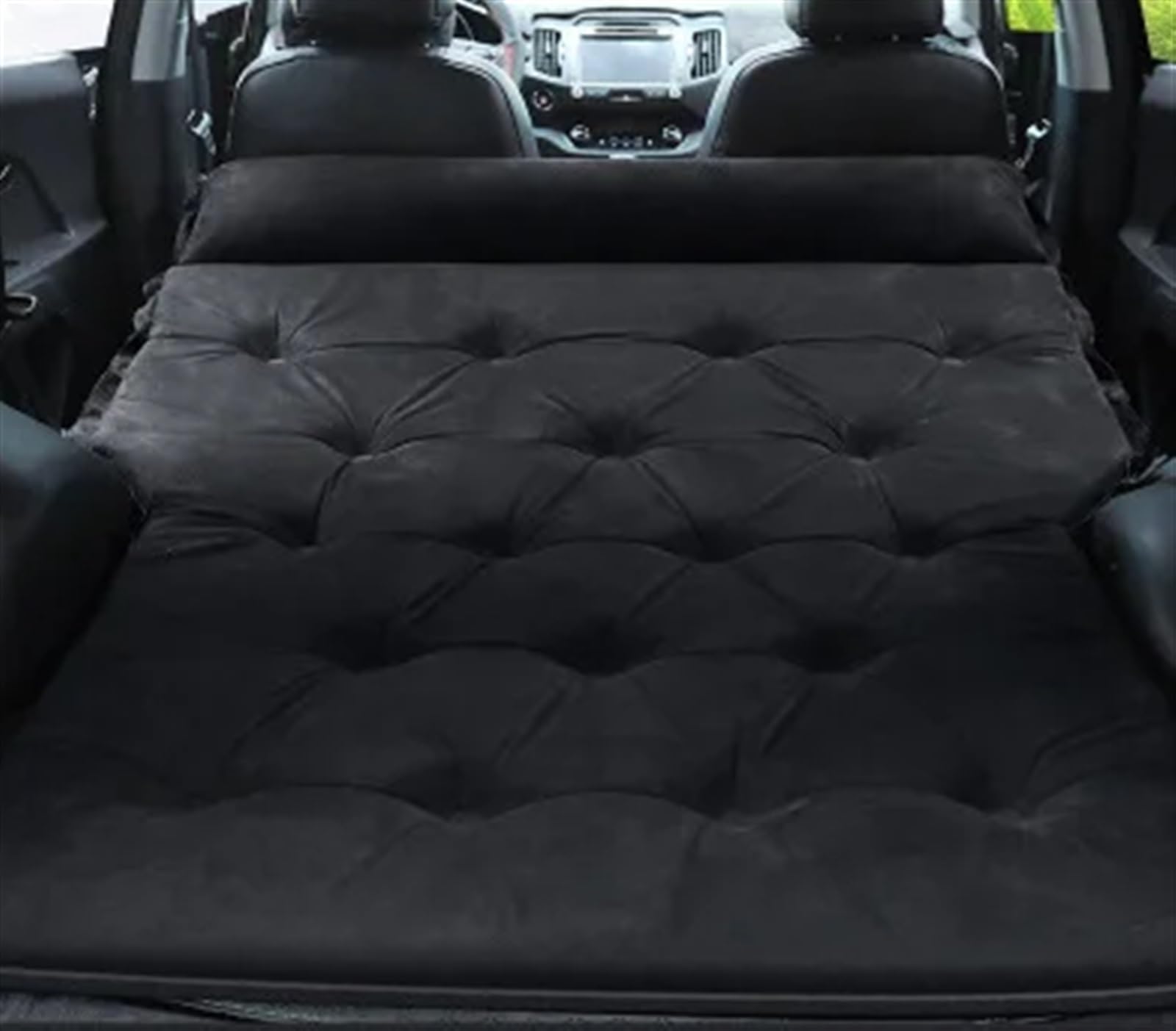 CHEFRU Auto-Luftmatratze Kofferraum Reisebett Auto Hinten Für Sitz Luftbett Schlafartefakt Aufblasbare Matratze Campingkissen SUV MPV Autozubehör Luftmatratzen Auto(Black) von CHEFRU