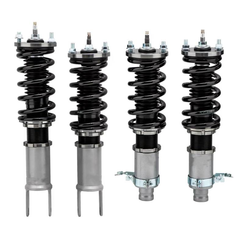 CHEFRU Fahrwerk Stoßdämpfer Kompatibel Mit Civic 1988–2000, Für CR-X 1988–1995, 24 Klicks, Dämpfung, Verstellbare Gewindefahrwerk-Stoßdämpfer, Gewindefahrwerk-Tieferlegungssatz, Autoteile(Silver) von CHEFRU