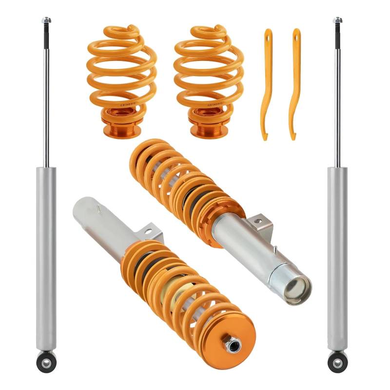 CHEFRU Fahrwerk Stoßdämpfer Kompatibel Mit Für 3er E46 2-türiges Coupé 1999–2006. Gewindefahrwerk, Stoßdämpfer, Gewindefahrwerk, Feder, Stoßdämpfer, Ersatz-Autoteile(Yellow) von CHEFRU