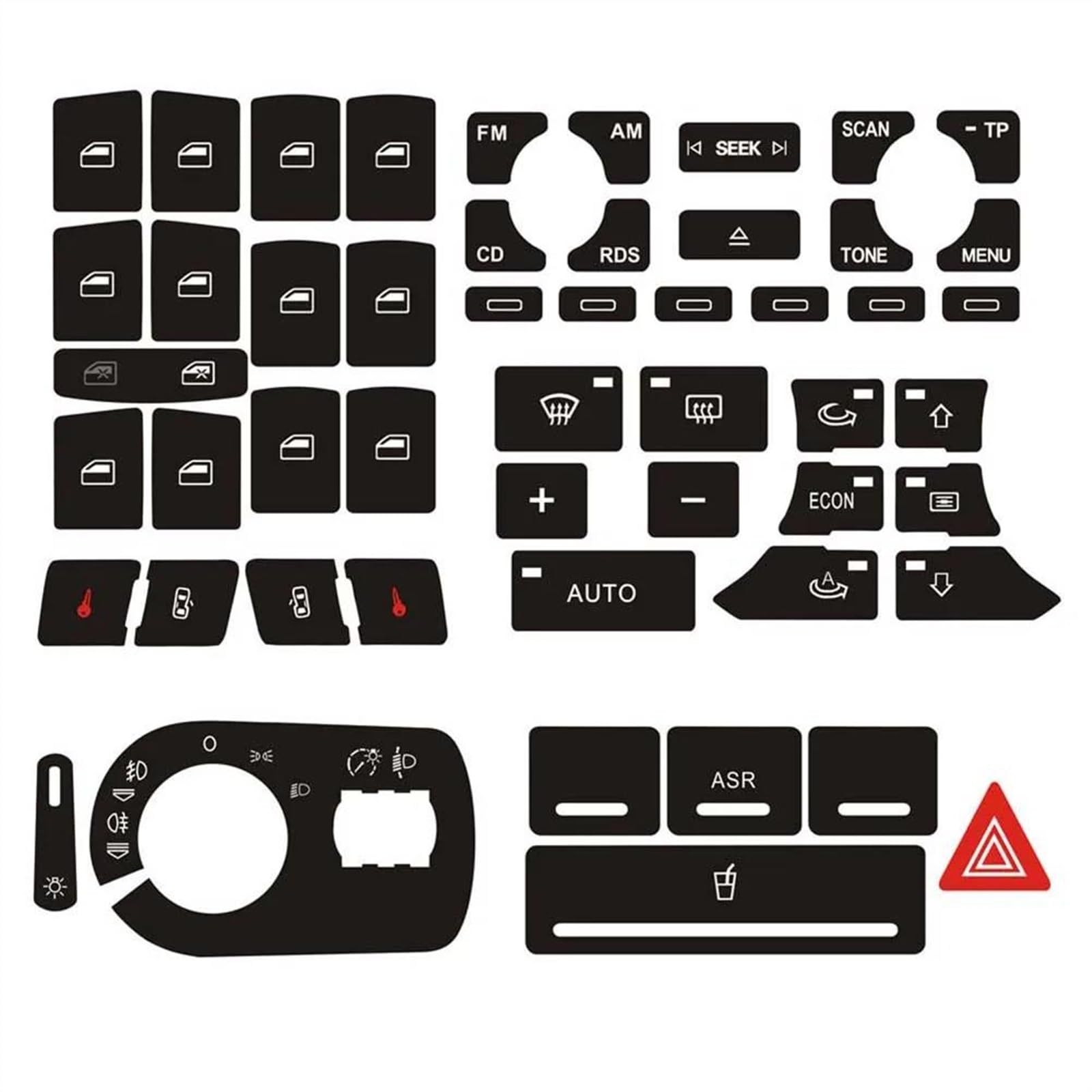 CHEFRU Fahrzeuginnenraum Kompatibel Mit A3 8P 2004 2005 2006 2007 2008, Auto-Innendekoration, Um Abgenutzte Knopfschalter-Aufkleber Zu Reparieren von CHEFRU