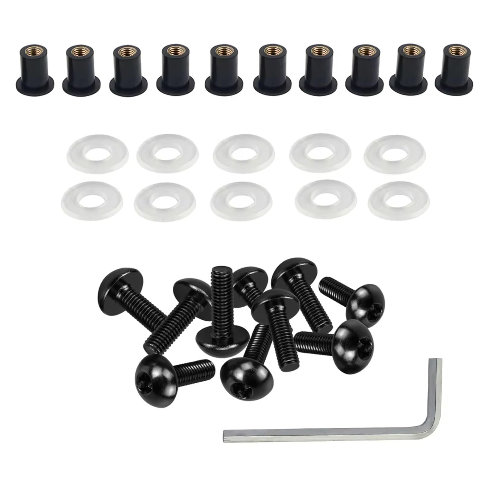 Motorrad Schrauben Kompatibel Mit Aprilia Motorrad-Windschutzscheibenhalterung Wellnuts-Schrauben 5 Mm Motorrad-Windschutzscheiben-Schraube, Motorrad-Verkleidungsschrauben Schrauben-Set Mutter(Black) von CHEFRU