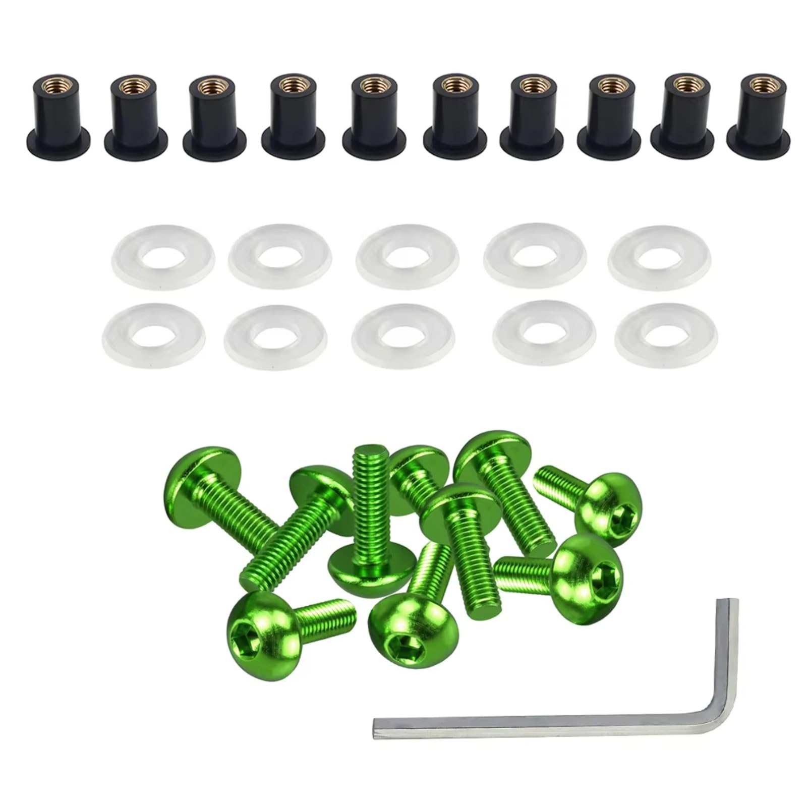 Motorrad Schrauben Kompatibel Mit Ducati 5 Mm Motorrad-Windschutzscheibenhalterung, Wellnuts-Schrauben, Motorrad-Windschutzscheiben-Schraube, Motorrad-Verkleidungsschrauben Schrauben-Set Mutter(Green) von CHEFRU