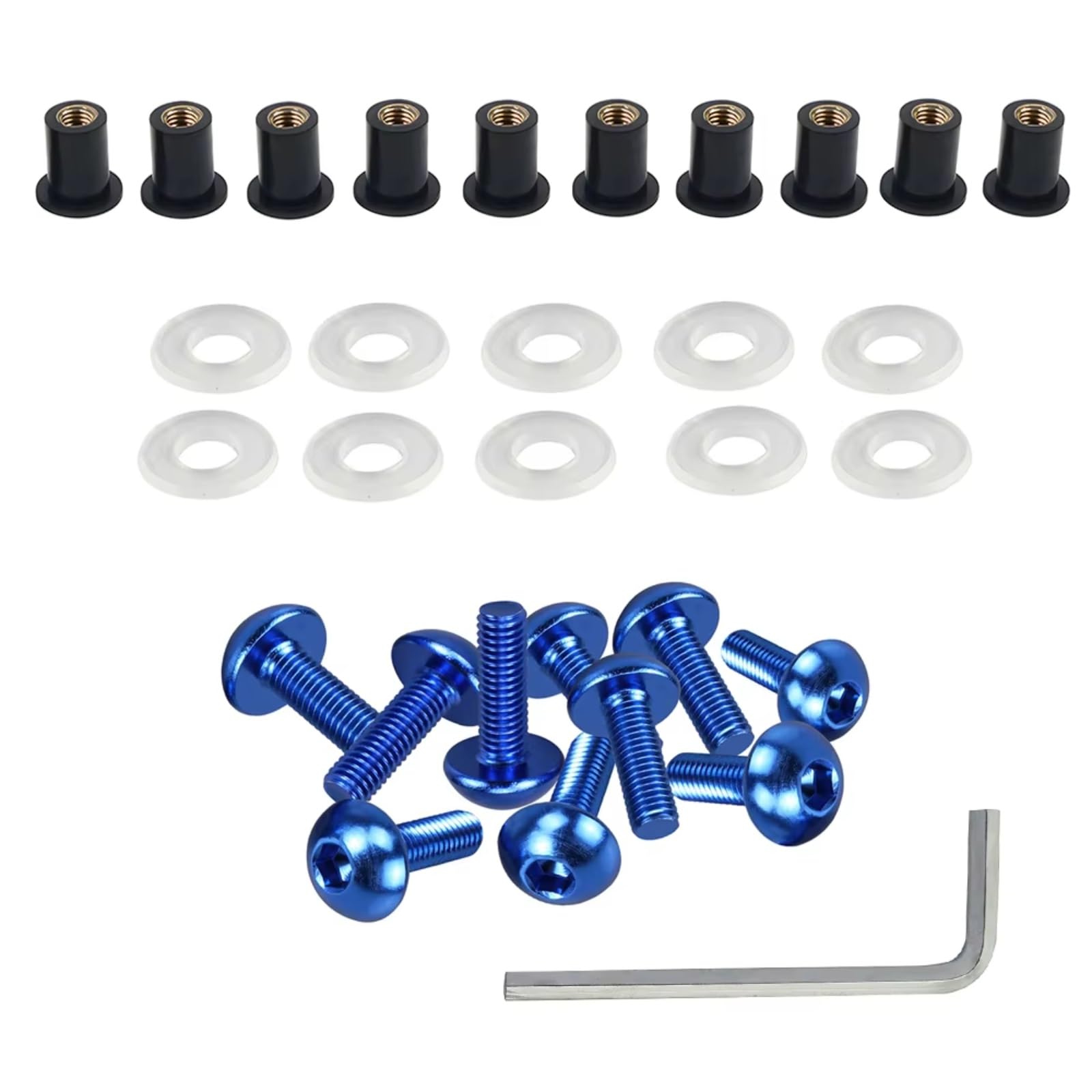 Motorrad Schrauben Kompatibel Mit Ducati 5 Mm Motorrad-Windschutzscheibenhalterung, Wellnuts-Schrauben, Motorrad-Windschutzscheiben-Schraube, Motorrad-Verkleidungsschrauben Schrauben-Set Mutter(Blue) von CHEFRU