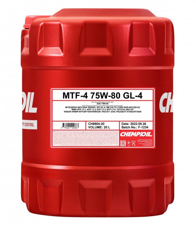 CHEMPIOIL Getriebeöl VW,AUDI,BMW CH8804-20 APIGL5,MILL2105D,MTFLT2 MTFLT3 von CHEMPIOIL