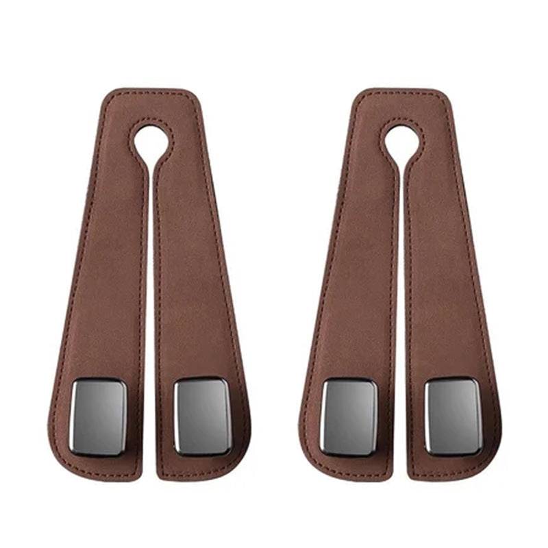 2 Stück Car Seat Back Double Hook, Doppelhaken für Autositzrücken, Auto Kopfstützen Haken, Universal Autositz Rückenlehnen Haken, Autositz Rücksitz Organizer Haken für Auto, Haus (Braun) von CHENRI