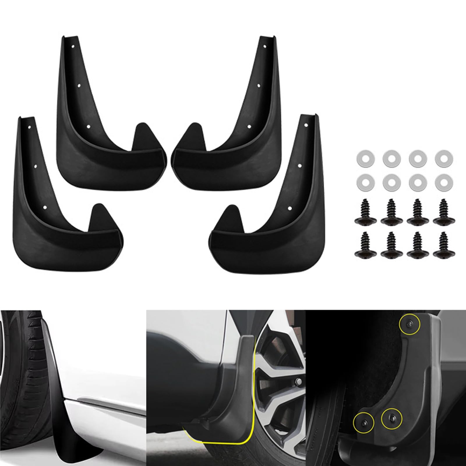 4 Stück Universal Car Wheel Fender, Universal Mudguards Auto, Schmutzfänger Spritzschutz, Flexible Auto Kotflügelverbreiterungen, Universal Schmutzfänger vorne und hinten für Auto und LKW von CHENRI