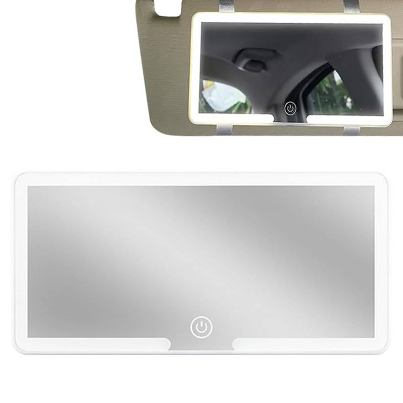 Auto LED-Kosmetikspiegel, Auto Schminkspiegel mit Licht, Universal Sonnenblende Spiegel mit 3 Lichtmodi, Touchscreen Dimmbarer Make-up Spiegel, Tragbarer Reisespiegel für Auto Visier von CHENRI