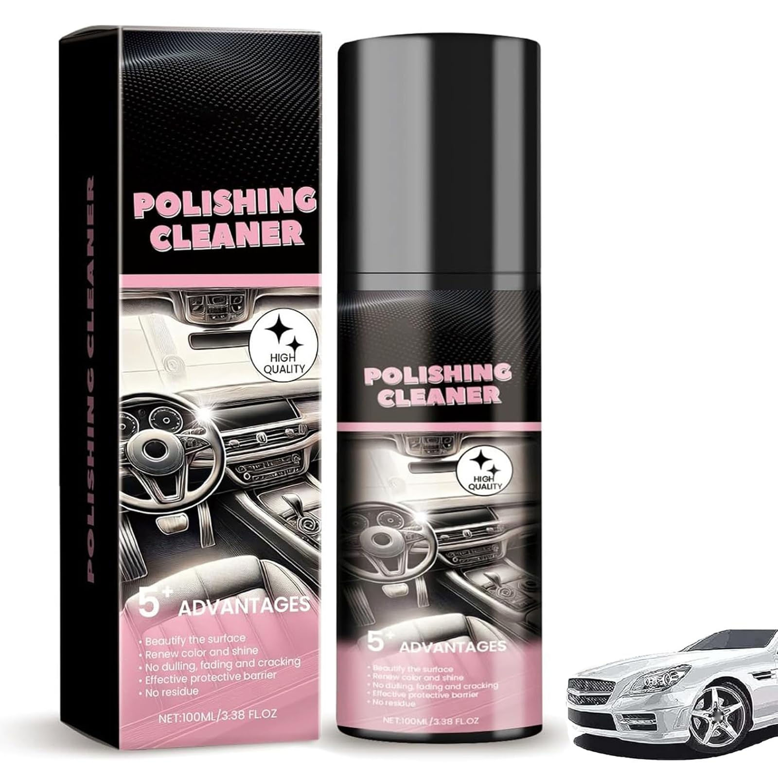 CHENRI Nicetopu Polishing Cleaner, Auto Innenraumreiniger, 2025 Neu Polierreiniger Autoinnenraum, Leistungsstarker Autopolitur Reinigungsspray, Polierreiniger für Autopflege, Gummi, Leder (1PC) von CHENRI