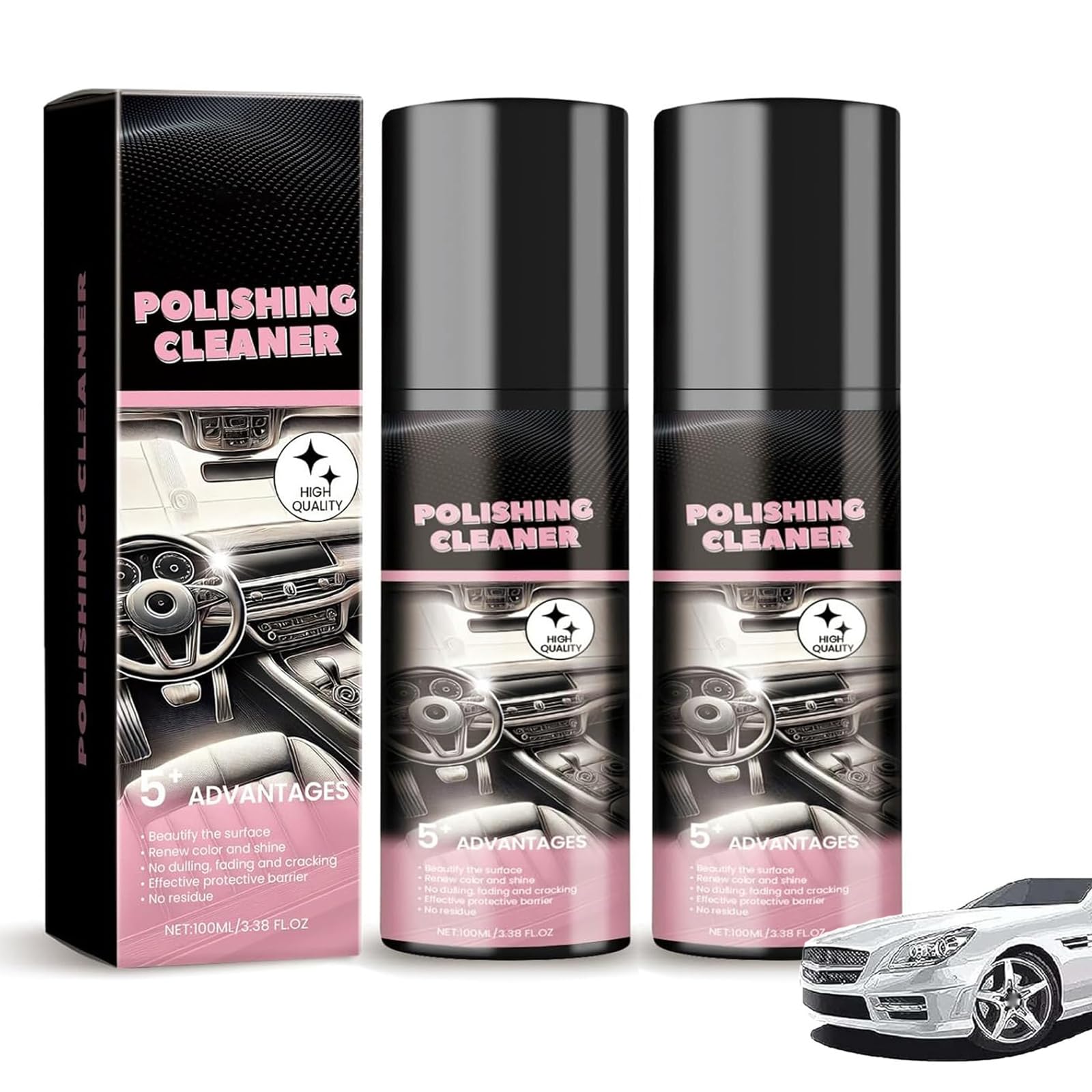 CHENRI Nicetopu Polishing Cleaner, Auto Innenraumreiniger, 2025 Neu Polierreiniger Autoinnenraum, Leistungsstarker Autopolitur Reinigungsspray, Polierreiniger für Autopflege, Gummi, Leder (2PCS) von CHENRI