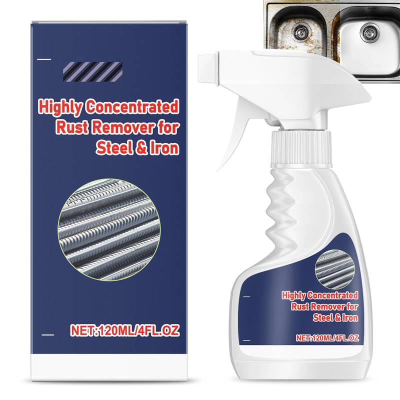 CHENRI Starkes Rostlöser für Metall, Rostumwandler Spray, 120ml/500ml Metall Rostentferner, Leistungsstarker Auto Rostentferner Spray, Hocheffektiver Rostfleckenentferner für Metall (120ML) von CHENRI