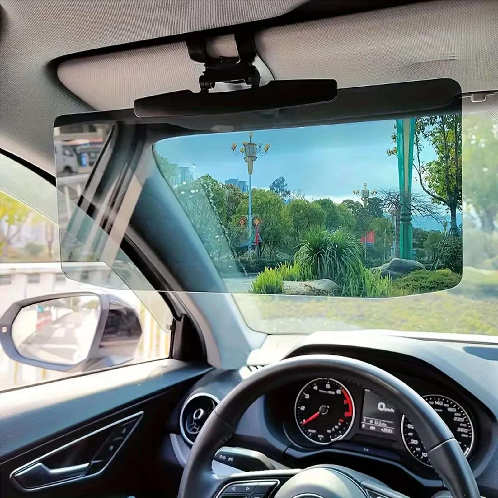 Car Sun Visor with Polarized Glare Protection, Auto-Sonnenblende mit polarisiertem Blendschutz, Auto Sonnenblende Verlängerung, Polarisierte Sonnenblende für Auto, Verstellbare Sonnenblende für Auto von CHENRI