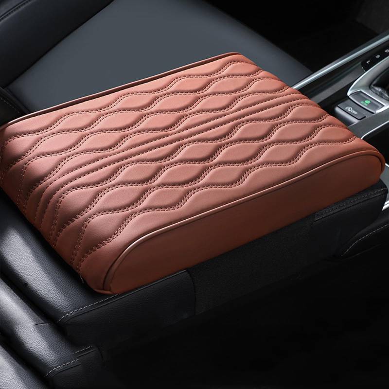 Memory Cotton Car Armrest Box Pad Universal Style, Mittelarmlehne Polster, Auto-Armlehnenkissen aus Leder, Mittelarmlehne Abdeckung, Mittelkonsole Auto Armlehnenschoner für meisten Autos (Orange) von CHENRI