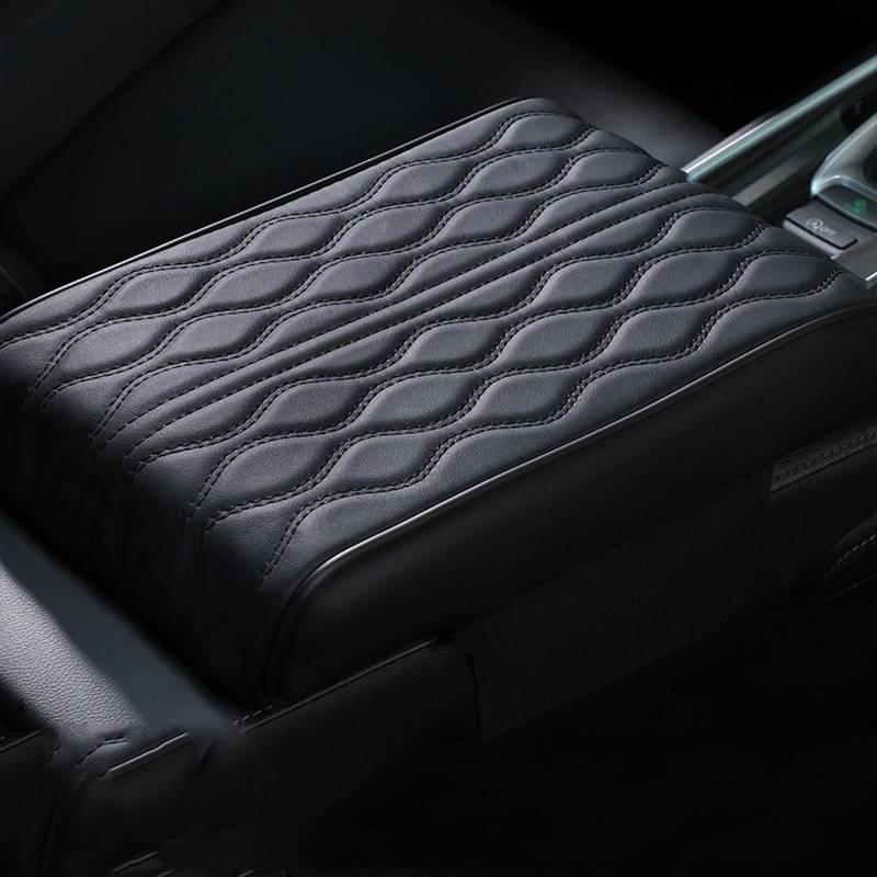 Memory Cotton Car Armrest Box Pad Universal Style, Mittelarmlehne Polster, Auto-Armlehnenkissen aus Leder, Mittelarmlehne Abdeckung, Mittelkonsole Auto Armlehnenschoner für meisten Autos (Schwarz) von CHENRI