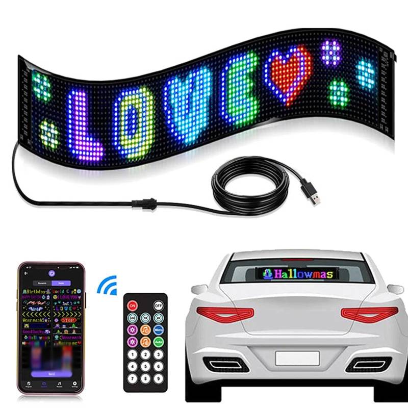 Ultra-Thin Flexible Bluetooth LED Screen, Led Anzeige Programmierbar, LED Laufschrift, Flexible RGB LED Anzeigetafel, Bluetooth-App-Steuerung Text Muster Animation LED-Anzeige für Auto von CHENRI