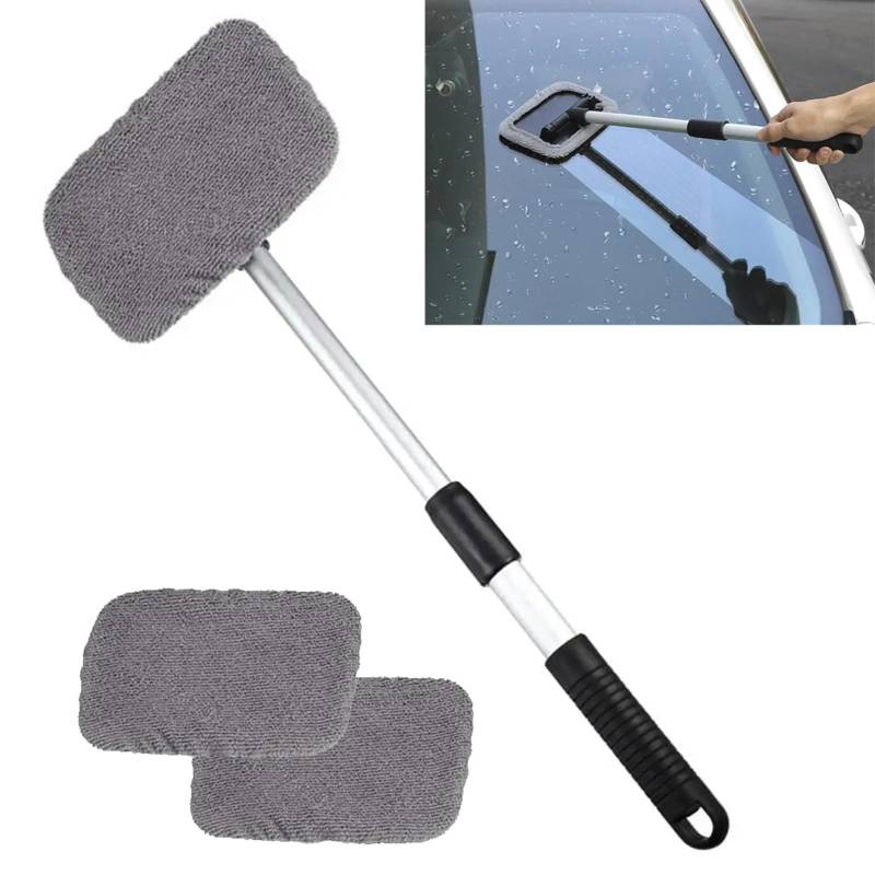 Windshield Window Cleaner Tool, Windschutzscheibenreiniger Werkzeug, 180° Drehbar & Erweiterbar Auto Scheibenreiniger, Autoscheiben Innenreiniger mit 2 Mikrofaserpads, Reinigungswerkzeug für Auto Haus von CHENRI