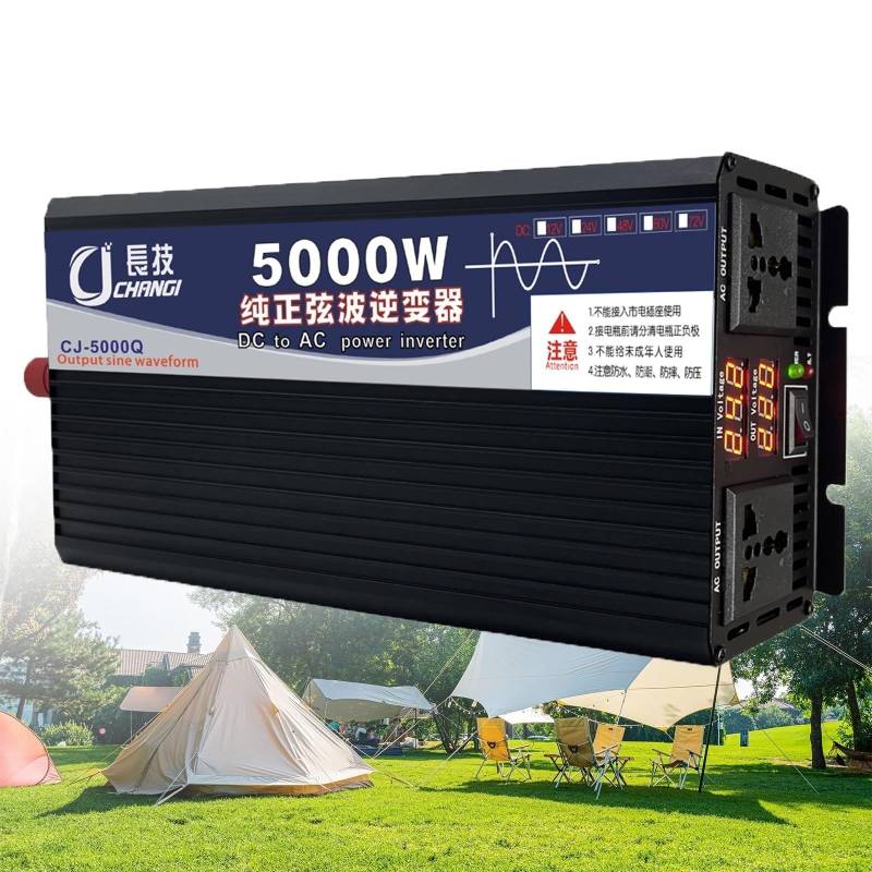 Wechselrichter 3500W 5000W 5500W 6000W 8000W (Peak) reiner Sinus Batterie Wechselrichter DC 12V/24V/48V/60V/72V auf AC 110V/220V 230V 240V mit LCD Display für Heimgebrauch, Camping, Outdoor (5000W, von CHENWY