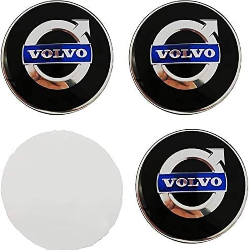 4 Stück 3D-Silikon-Aufkleber für Nabenkappen für Volvo XC60 I 2013-2017, Auto Radmitte Felgenabdeckung Styling ZubehöR with Logo,56MM von CHENXIYU