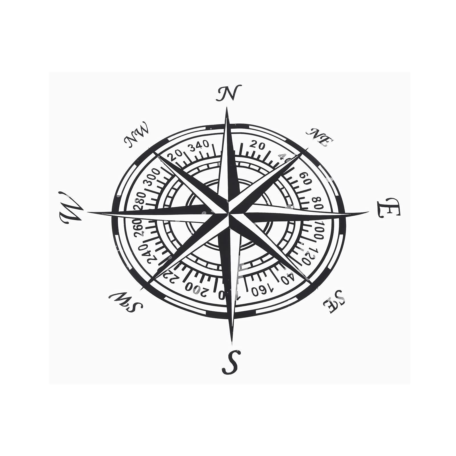 Auto-Kompass-Grafik-Vinyl-Aufkleber, Berg-Kompass-Aufkleber, Kompass-Aufkleber, Motorhaube/Seitentür-Außendekor-Aufkleber(Schwarz) von CHEOTIME