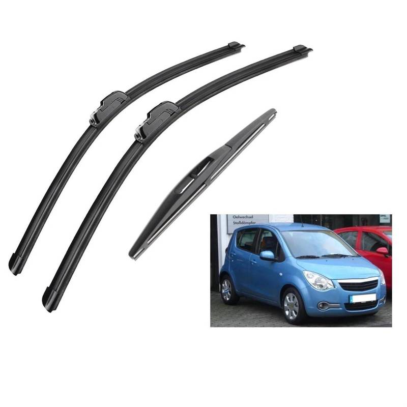 Scheibenwischer Für Opel Vauxhall Agila B Vorne Hinten Wischer Klingen Pinsel Cutter Zubehör J Haken 2007 2008 2009 2010 2011 2012 2013 von CHEWYZ