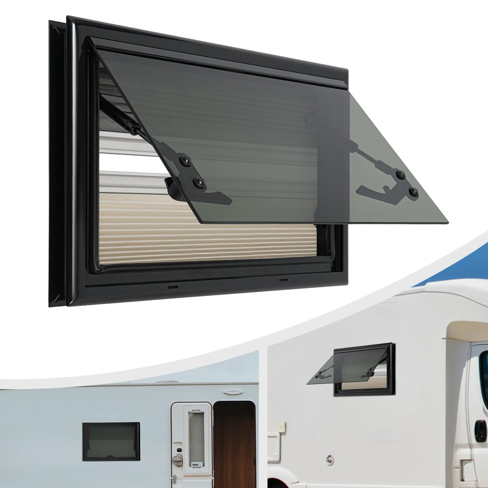 RV Ausziehbares Fenster, RV Wohnmobilfenster, Externes Push Wohnwagen Fenster mit Fliegengitter Geeignet für Wohnmobile, Wohnwagen und Wohnmobile, 50*30 cm von CHFUNE