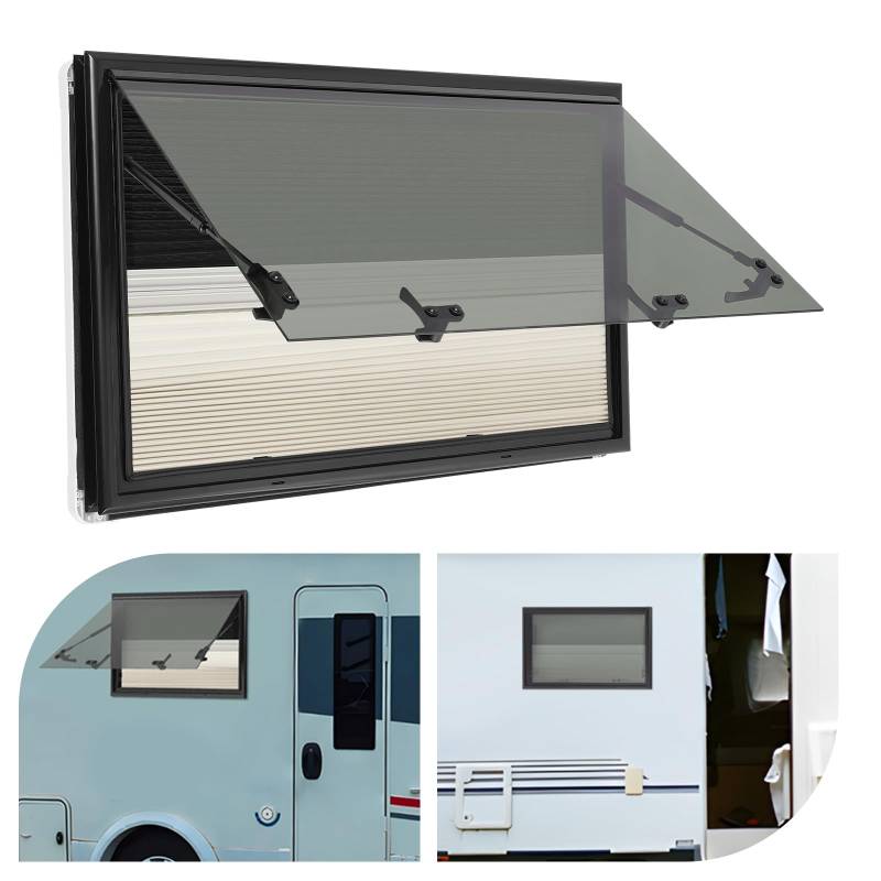 RV Ausziehbares Fenster, Wohnmobil Fenster Externes RV Push Fenster mit Fliegengitter, 800x500mm von CHFUNE