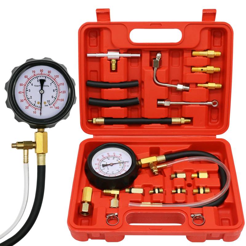 CHGJ 0-140PSI Einspritzpumpe Druckprüfer, Kraftstoffdruck Tester Kit, Universal Kraftstoffpumpe Druckprüfer Benzin Auto LKW Motorrad Diagnosewerkzeug von CHGJ