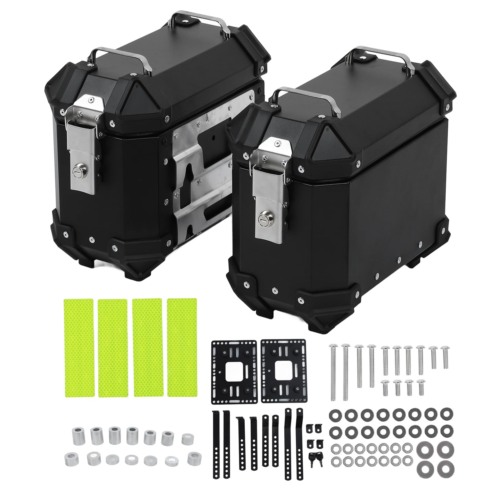 CHICIRIS Motorrad -Seitenbox, 2pcs Universal 18L Motorrad -Seitenfall Aluminiumlegierung mit Sicherheitsschloss Reflexionsstadium für Helmspeicher (Black) von CHICIRIS