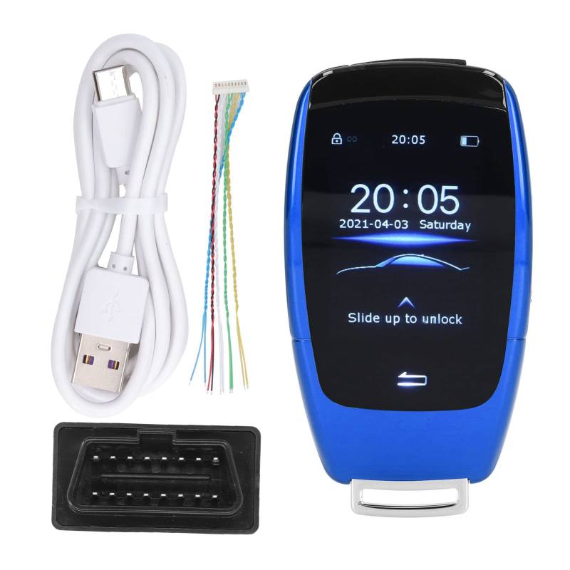 LCD-Bildschirm Smart Key,Universal Tk900 LCD-Touchscreen-Smart-Key-Fernbedienung, SchlüSselloser Zugang FüR Modelle Mit Start-Stopp-Motortaste (Blau) von CHICIRIS