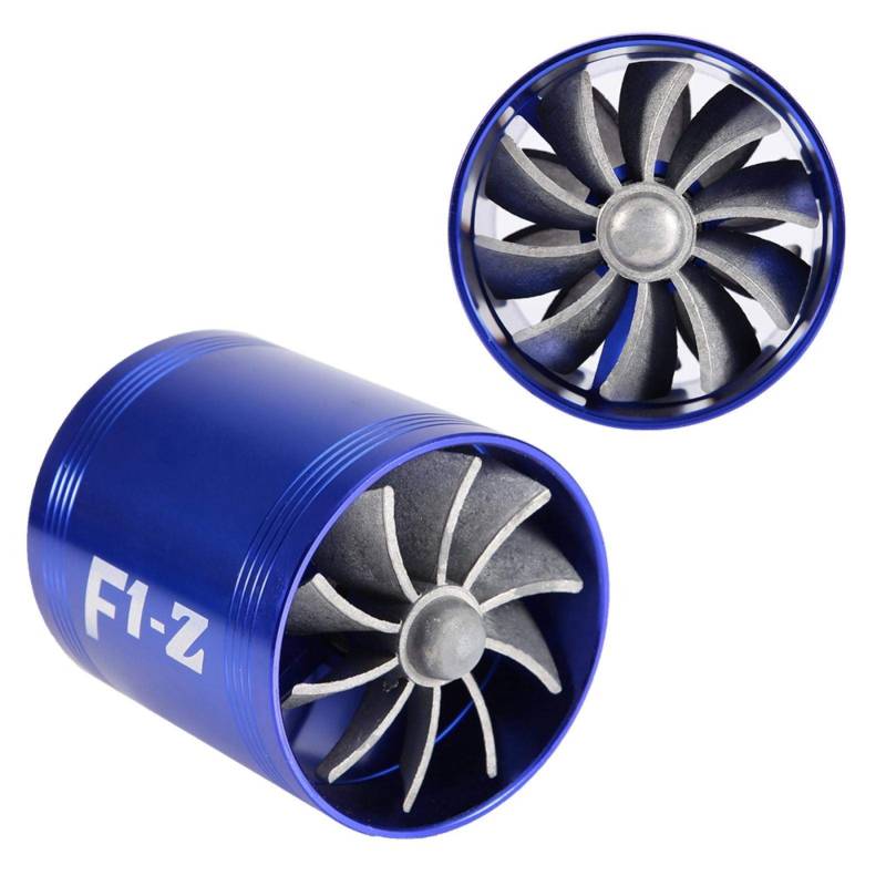 Turbonator Fuel Saver, Dual Fan Fan Turbine Intake Turbonator Air Intake Turbo Super Charger Fuel Saver Gas Fuel Saver Turbo für Auto für Autoliebhaber(Blau) von CHICIRIS