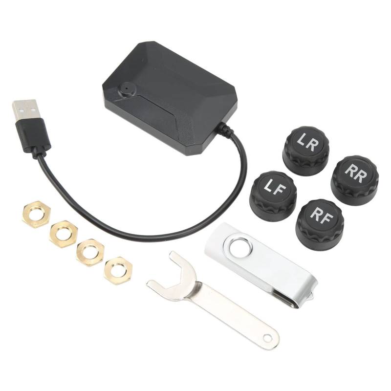 USB TPMS, DC 5 V, leicht zu lesen, hohe Genauigkeit, sicheres Reifendruckkontrollsystem, lange Empfangsdistanz mit 4 Sensoren für Android-System von CHICIRIS