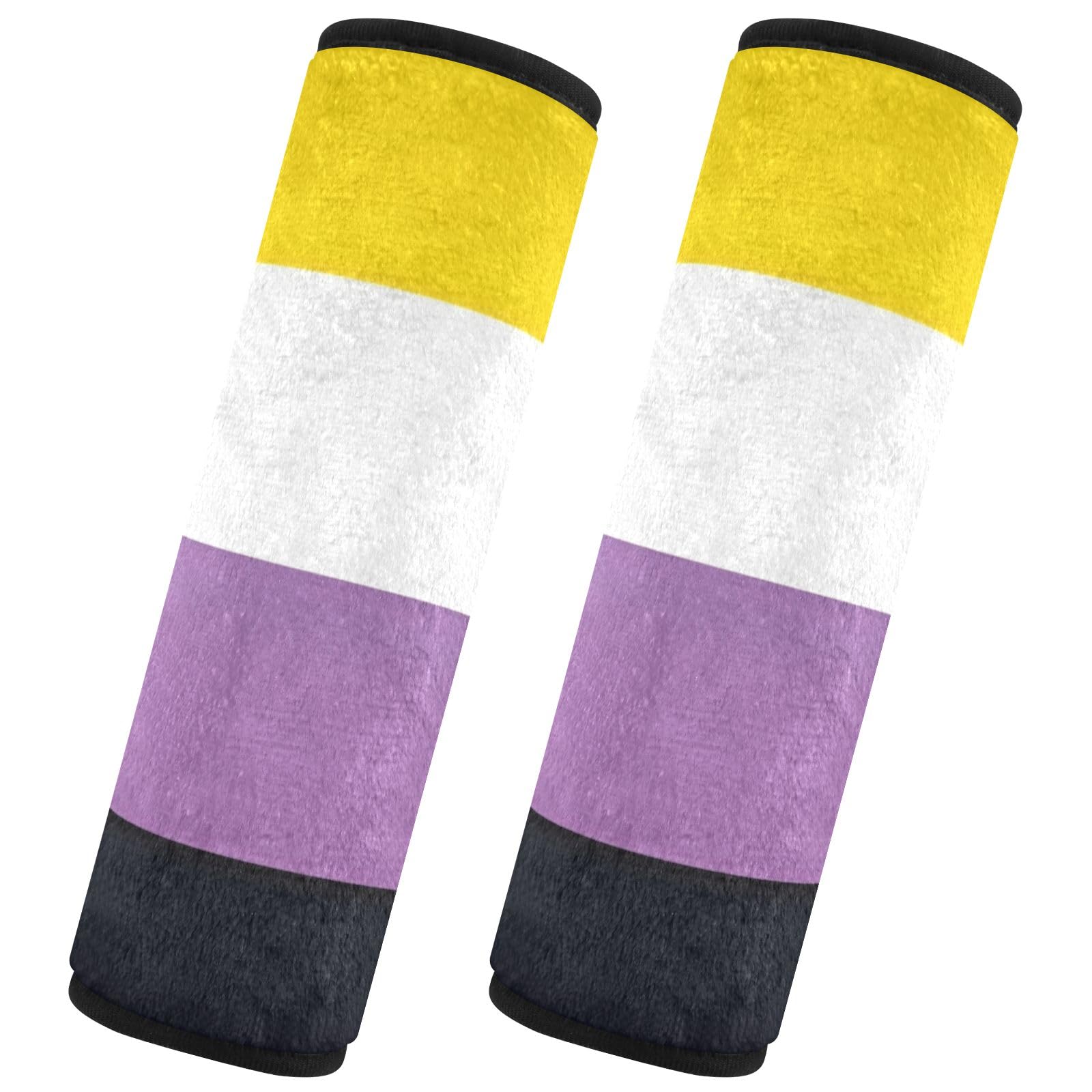 CHIFIGNO 2 Stück Nonbinary Pride Community Flag LGBT Symbol Auto-Sicherheitsgurt-Bezüge Weiche Sicherheitsgurt-Abdeckungen Schulterpolster Autozubehör Schützen Sie Ihren Hals und Ihre Schulter von CHIFIGNO