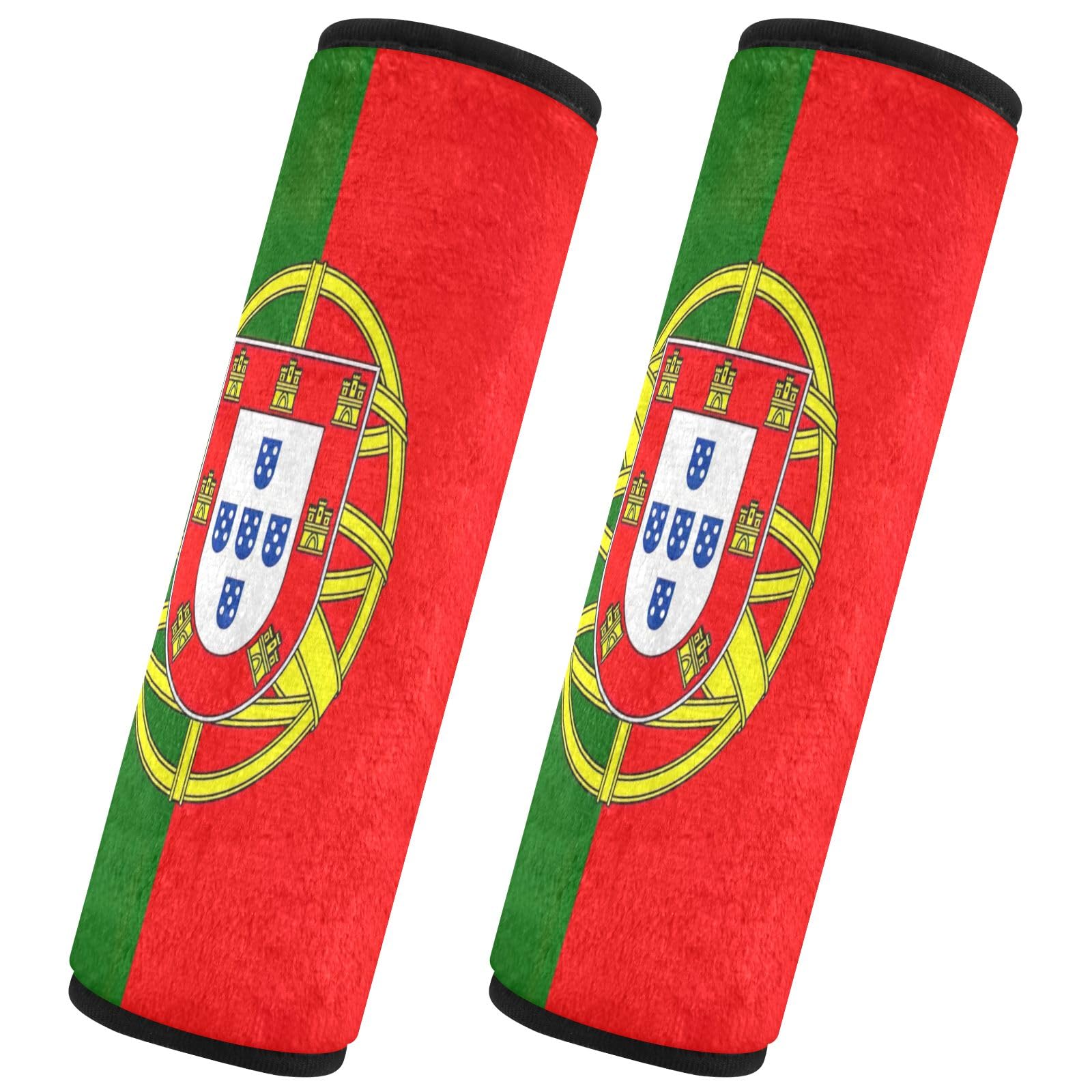 CHIFIGNO Sicherheitsgurt-Bezüge mit Portugal-Flagge, niedliches Auto-Sicherheitsgurtkissen, Autositz-Schulterpolster für Autotasche, 2 Stück von CHIFIGNO