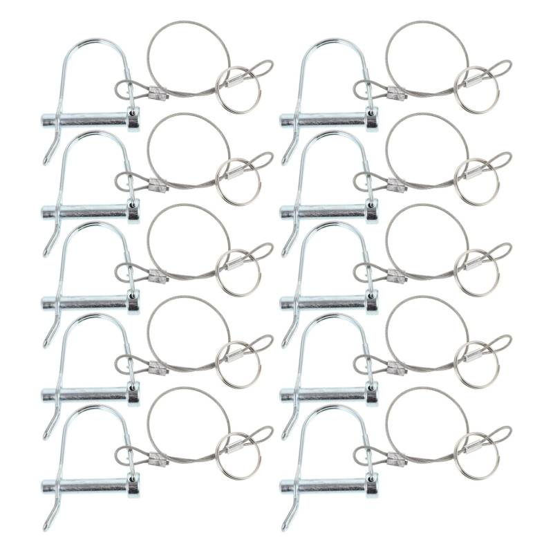 CHILDWEET 10Pcs Anhängerkuppler Stiftwelle Verriegelung Koppler Stiftanhänger Hitch Pin Carabiner Drahthalter Zubehör Sicherheitskoppler Für Farm Pull Reißverschlüsse Straps Verzinkte von CHILDWEET