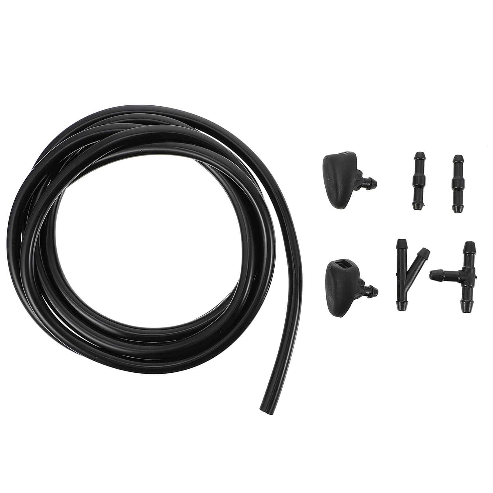 CHILDWEET 2 Sätze Wischer Sprinklerkopf Halter Aufblasgerät Tank Kompressor Auto Waschpumpe Schlauch Kit Auto Waschpumpe Zubehör Windschutzscheiben-Sprühset Waschdüsensatz Plastik Black von CHILDWEET