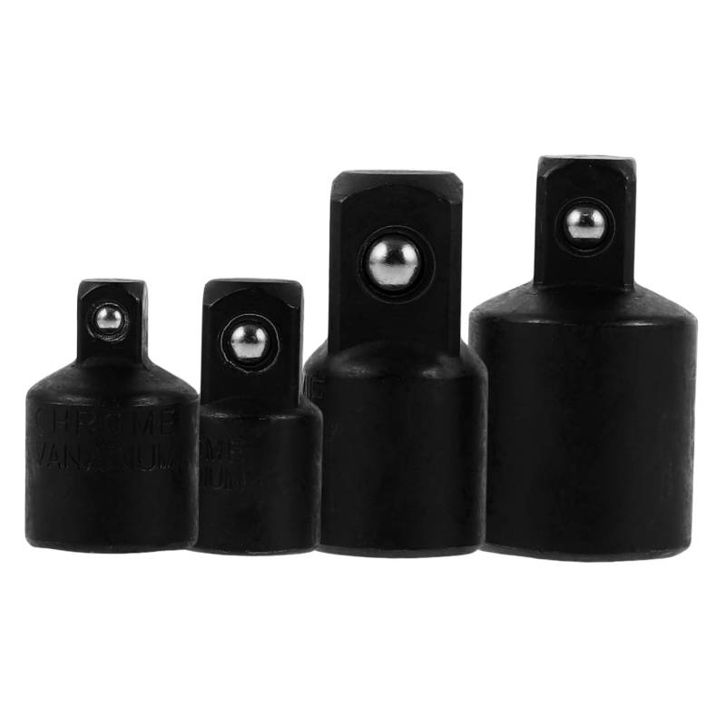 CHILDWEET 4-teiliges Set Schraubenschlüsseladapter Stecker Bohrmaschine Schlagstecknuss-Adapter Schlagschrauber Mit Antrieb Funkensteckdose Auswirkung Chrom-Vanadium-legierter Stahl Black von CHILDWEET