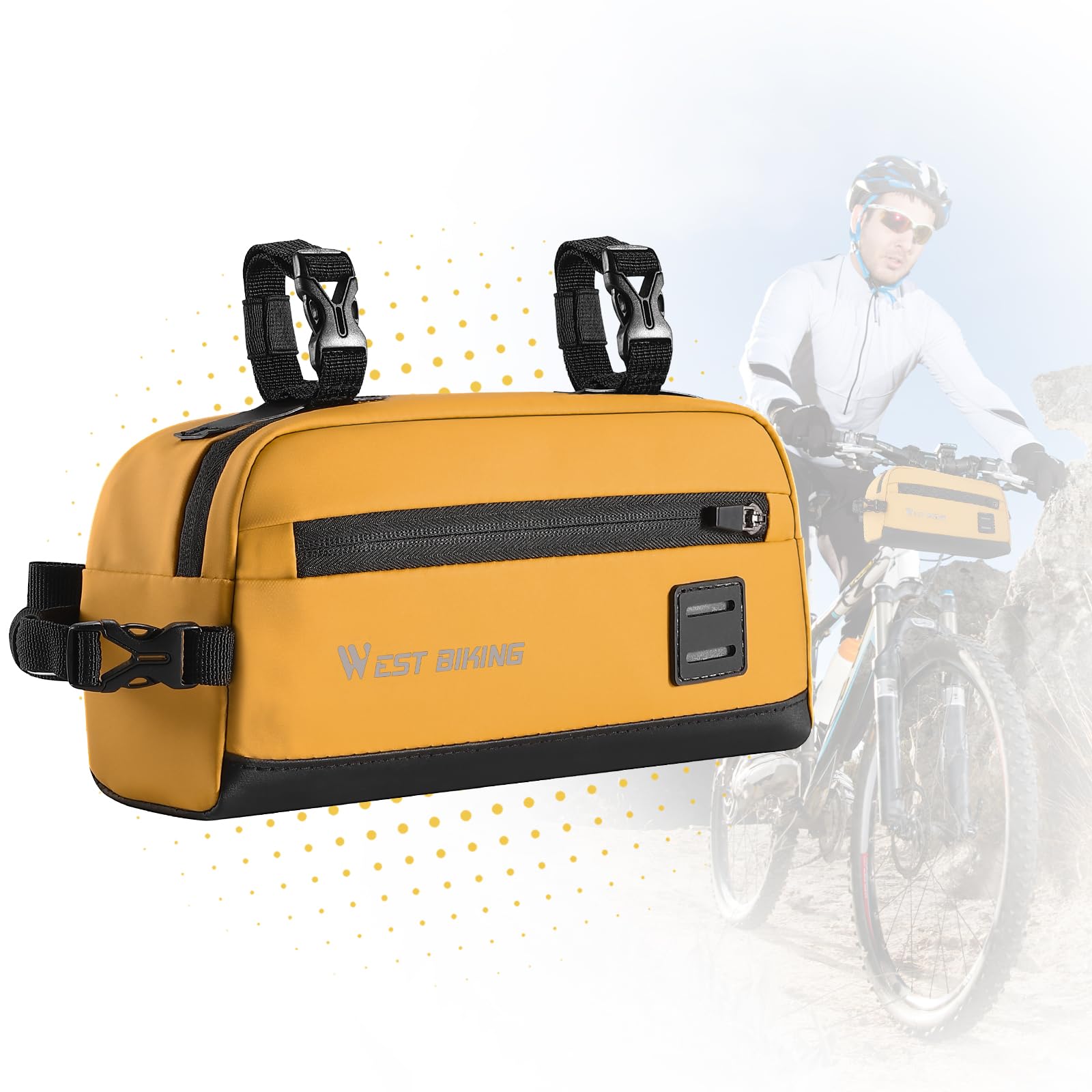 CHIMONA Lenkertasche Fahrrad，Multifunktionale Fahrradtasche mit QR-Schnalle, 2L Reflektierend Handtasche, Lenkertasche Fahrradtaschen für MTB, Rennrad, Stadtrad von CHIMONA