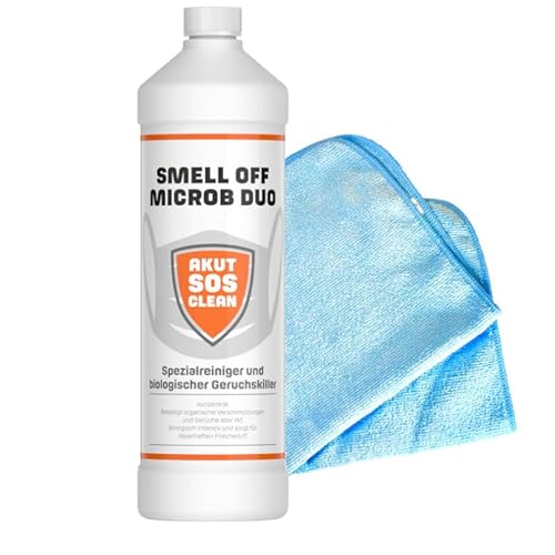 Akut SOS Clean SMELL OFF MICROB DUO Spezialreiniger & biologischer Geruchskiller mit Microben für Kleidung Heimtextilien Möbel Gratis CHIMP TOOLS Mikrofasertuch von CHIMP TOOLS PREMIUM CAR CARE PRODUCTS