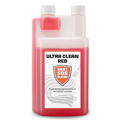 Akut SOS Clean ULTRA CLEAN RED Kraftreinigungskonzentrat für Sanitär & Bad 1l entfernt Kalkablagerungen und Urinstein von CHIMP TOOLS PREMIUM CAR CARE PRODUCTS