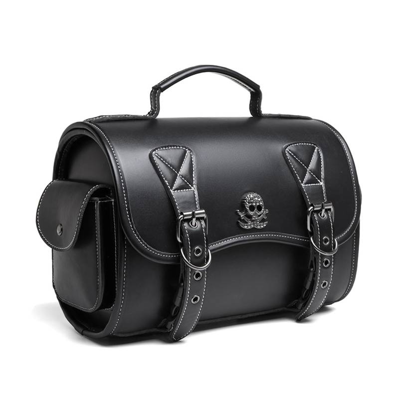 CHIZISX Werkzeug Tasche Gepäck Speichertasche PU Seitentasche Punkstile Satteltasche Mit 2 Trägern Über Sätteltaschen Schwarz von CHIZISX