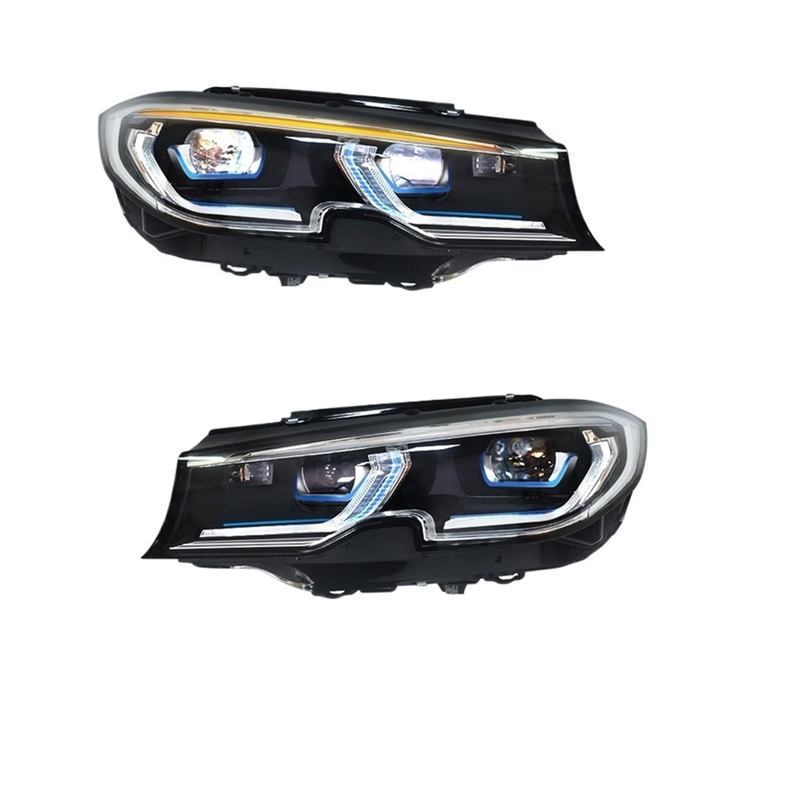 2pc Auto Neue Scheinwerfer Kompatibel for BMW G20 3 Serie G28 2019 2020 2021 Zubehör Vorne Hilfs DRL Blinker licht Montage(With Blue L-ed) von CHJNUUNL