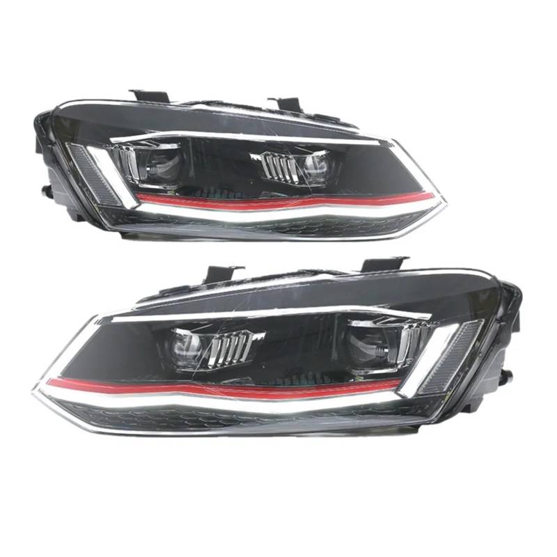 Auto-Frontlichter, kompatibel mit VW Polo-Scheinwerfern 2011–2018, Zubehör, Upgrade, DRL, Blinker, Fernlicht, Abblendlicht, Lichtbaugruppe(2pc Headlights) von CHJNUUNL