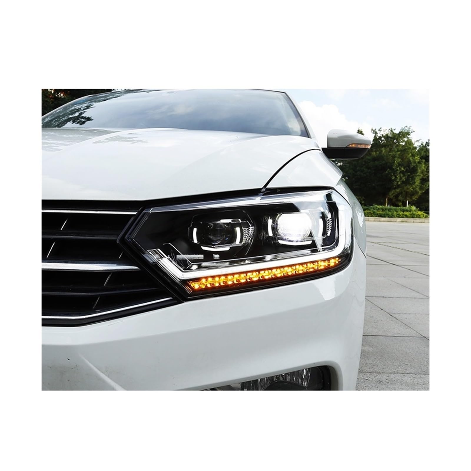 Auto-Styling Kompatibel for VW Bora Scheinwerfer 2016-2017 for Bora Kopf Lampe DRL Front Bi-Xenon Objektiv Doppel Strahl KIT(6000K) von CHJNUUNL