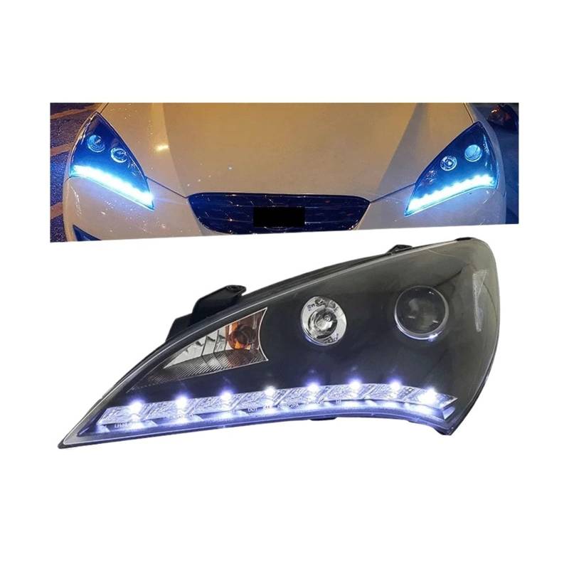 Autolichter kompatibel mit Genesis Coupe-Scheinwerfer 2009-2012 Scheinwerfer Coupe DRL Blinker Fernlicht Angel Eye Projektor(No low bulbs) von CHJNUUNL